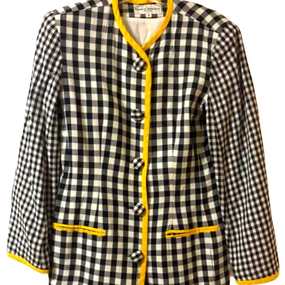 Size 8: Vintage New Classics New York Women’s Yellow & Black Checkerboard Blazer